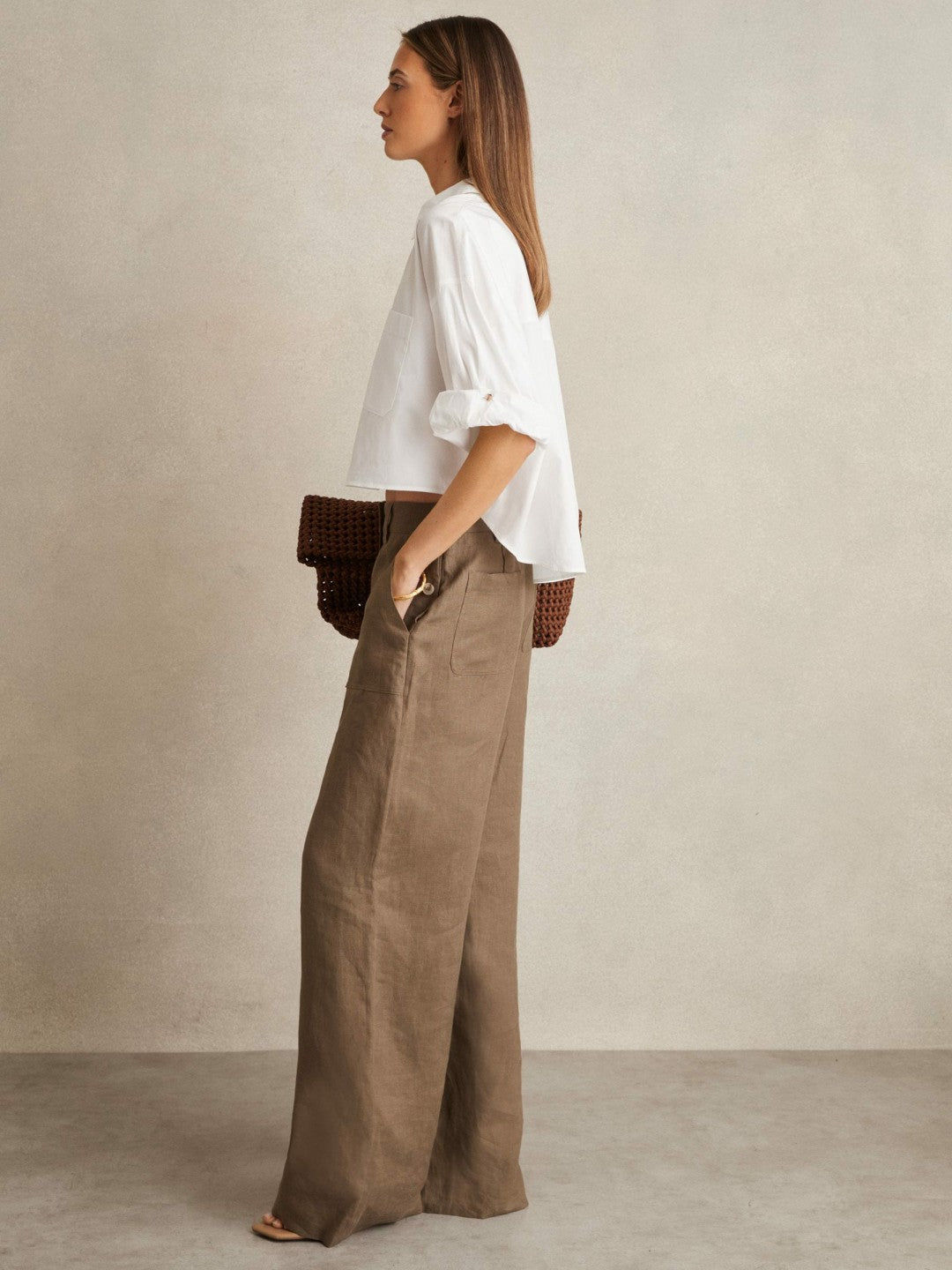 Reiss | Oversize Cotton Cropped Shirt in White