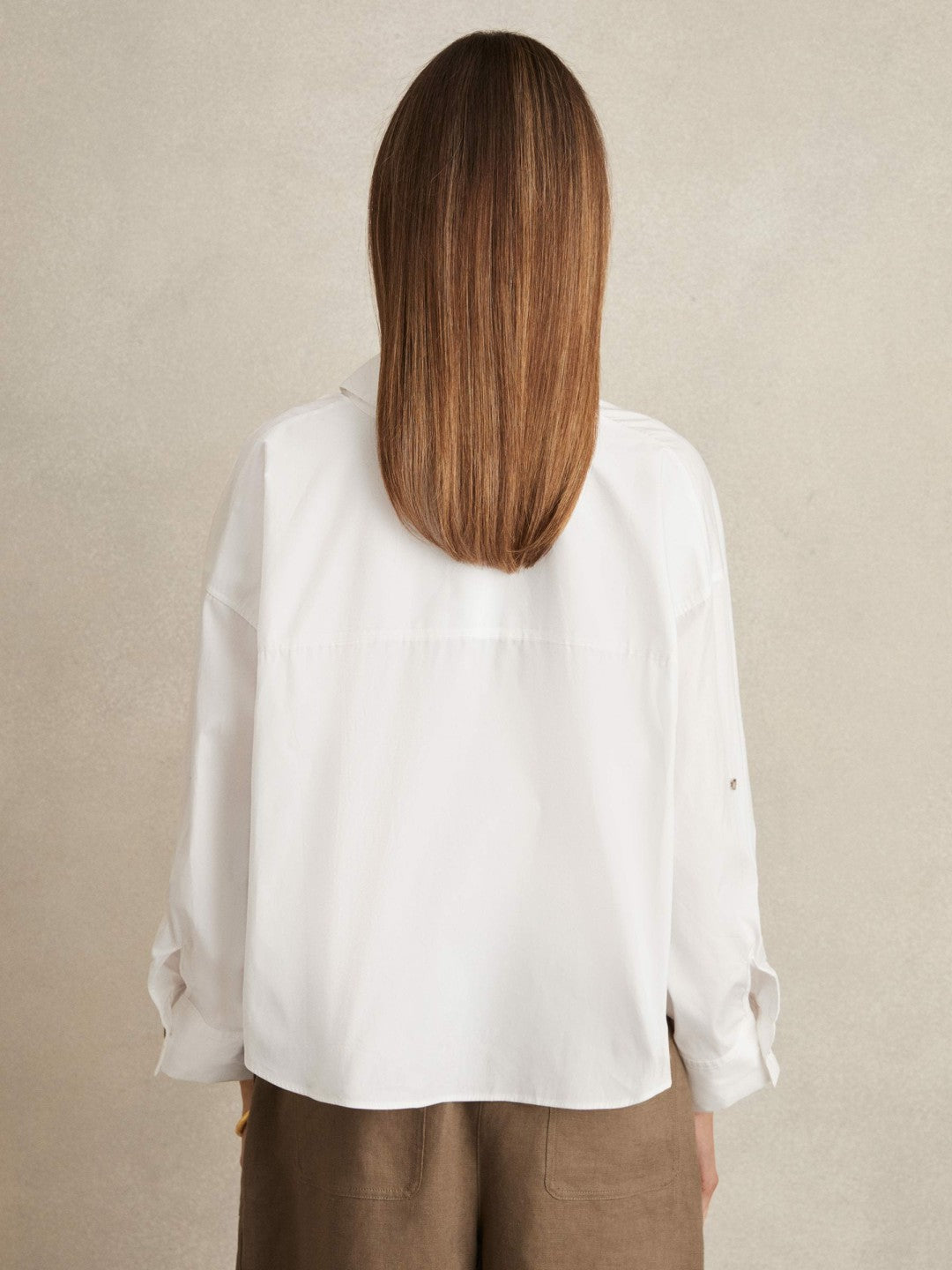 Reiss | Oversize Cotton Cropped Shirt in White