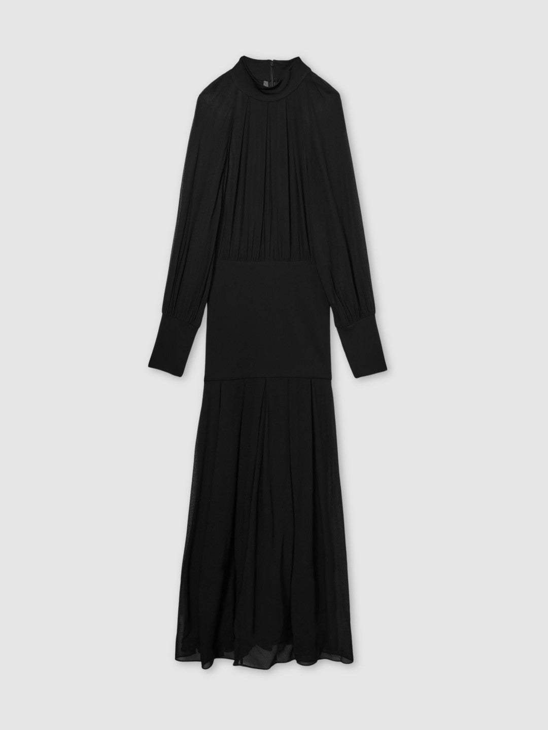 Reiss | Sheer Jersey Gathered Maxi Dress in Black