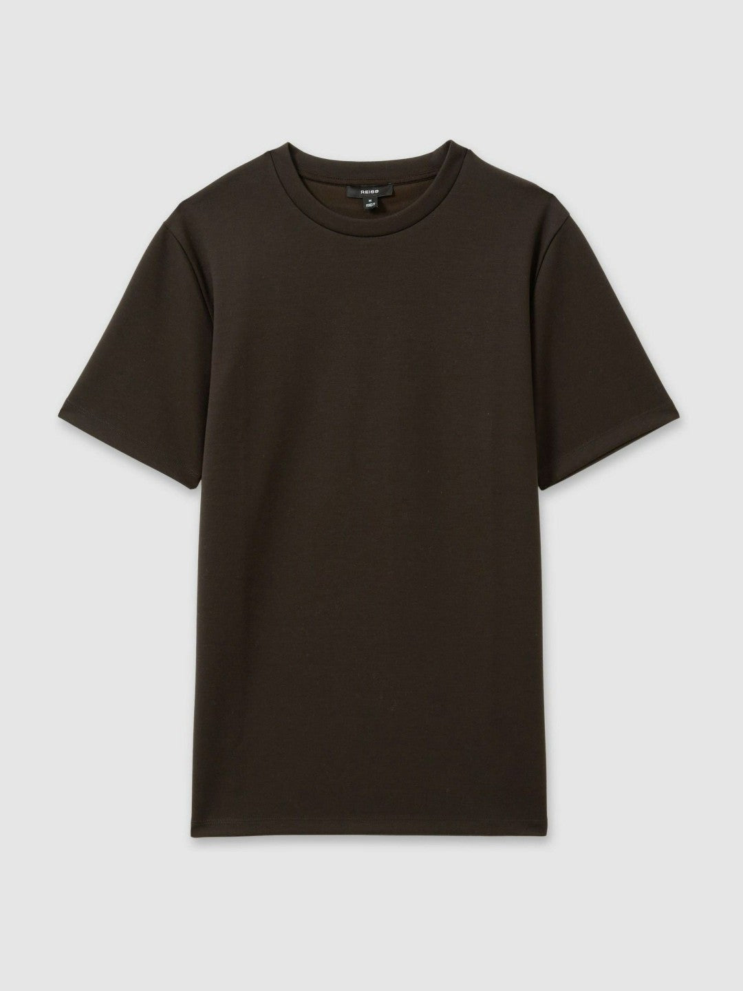 Reiss | Interlock Jersey Crew Neck T-Shirt in Chocolate Brown