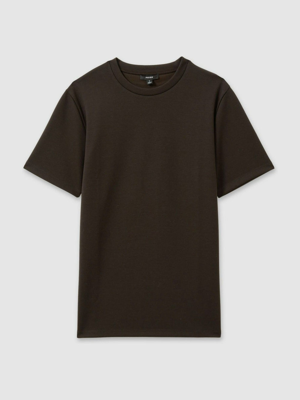 Reiss | Interlock Jersey Crew Neck T-Shirt in Chocolate Brown