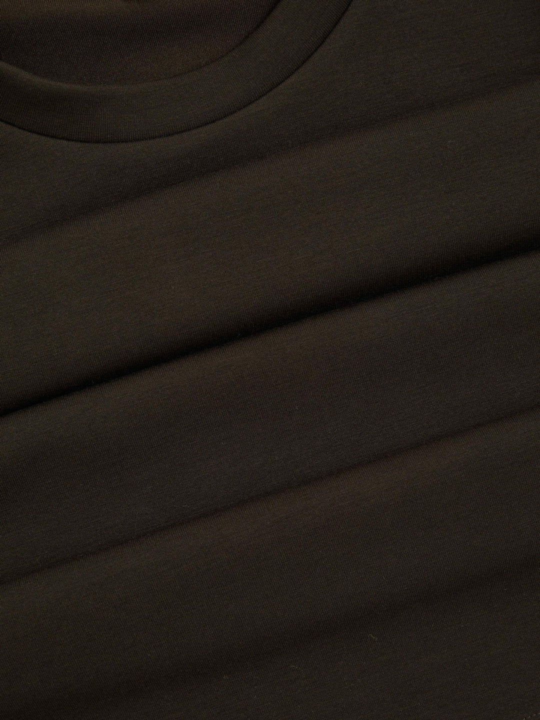 Reiss | Interlock Jersey Crew Neck T-Shirt in Chocolate Brown