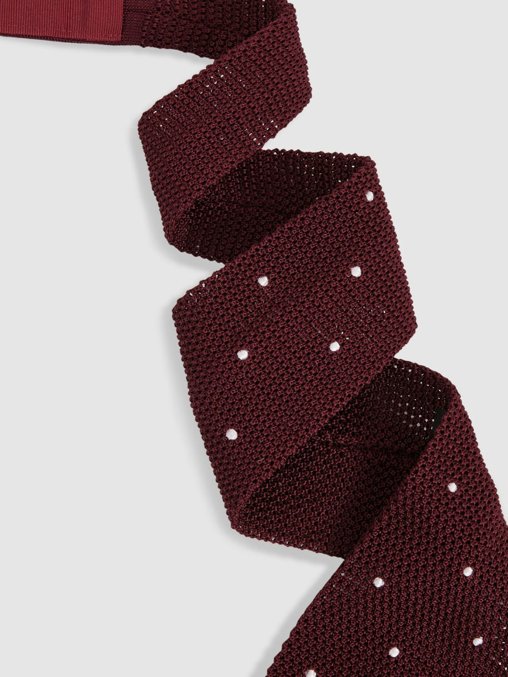 Reiss | Silk Knitted Pin-Dot Tie in Burgundy