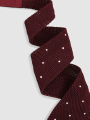 Reiss | Silk Knitted Pin-Dot Tie in Burgundy