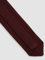 Reiss | Silk Knitted Pin-Dot Tie in Burgundy