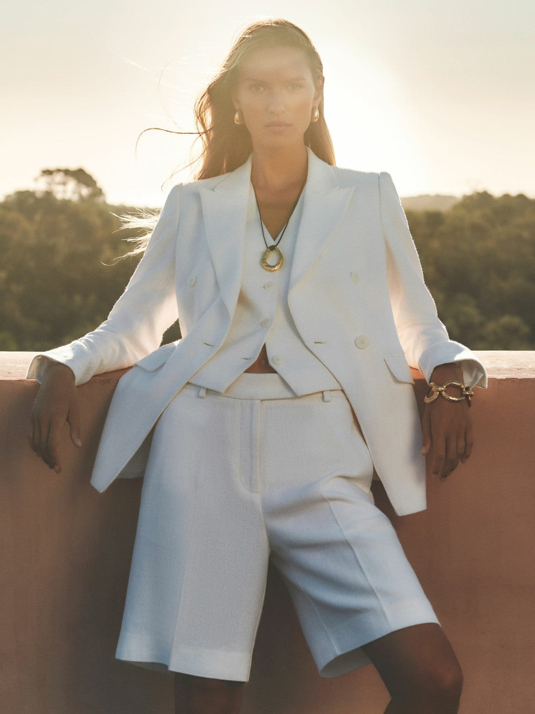 Reiss | Linen-Blend Bermuda Shorts in White