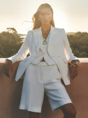 Reiss | Linen-Blend Bermuda Shorts in White