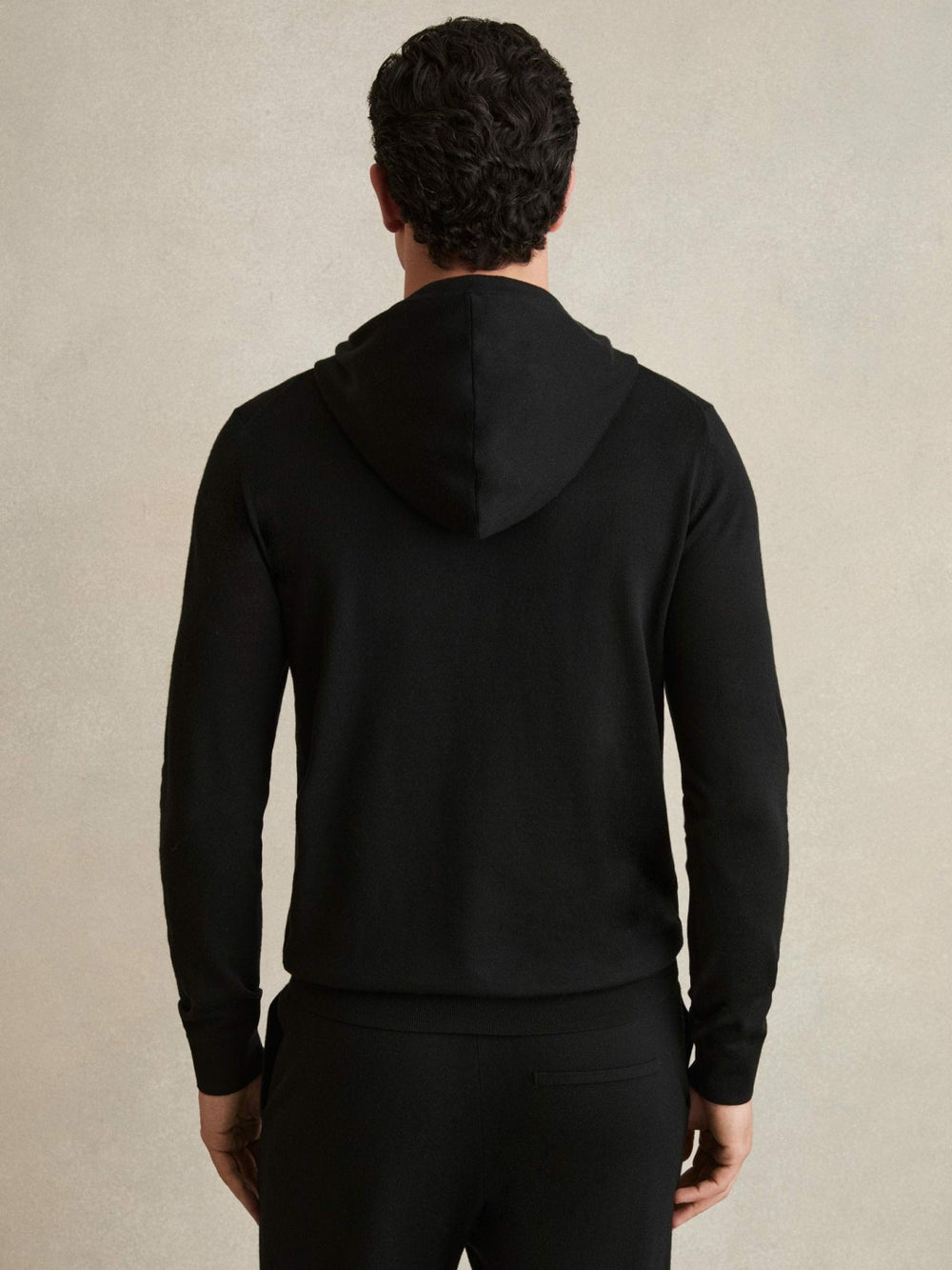 Reiss | Merino Wool Drawstring Hoodie in Black