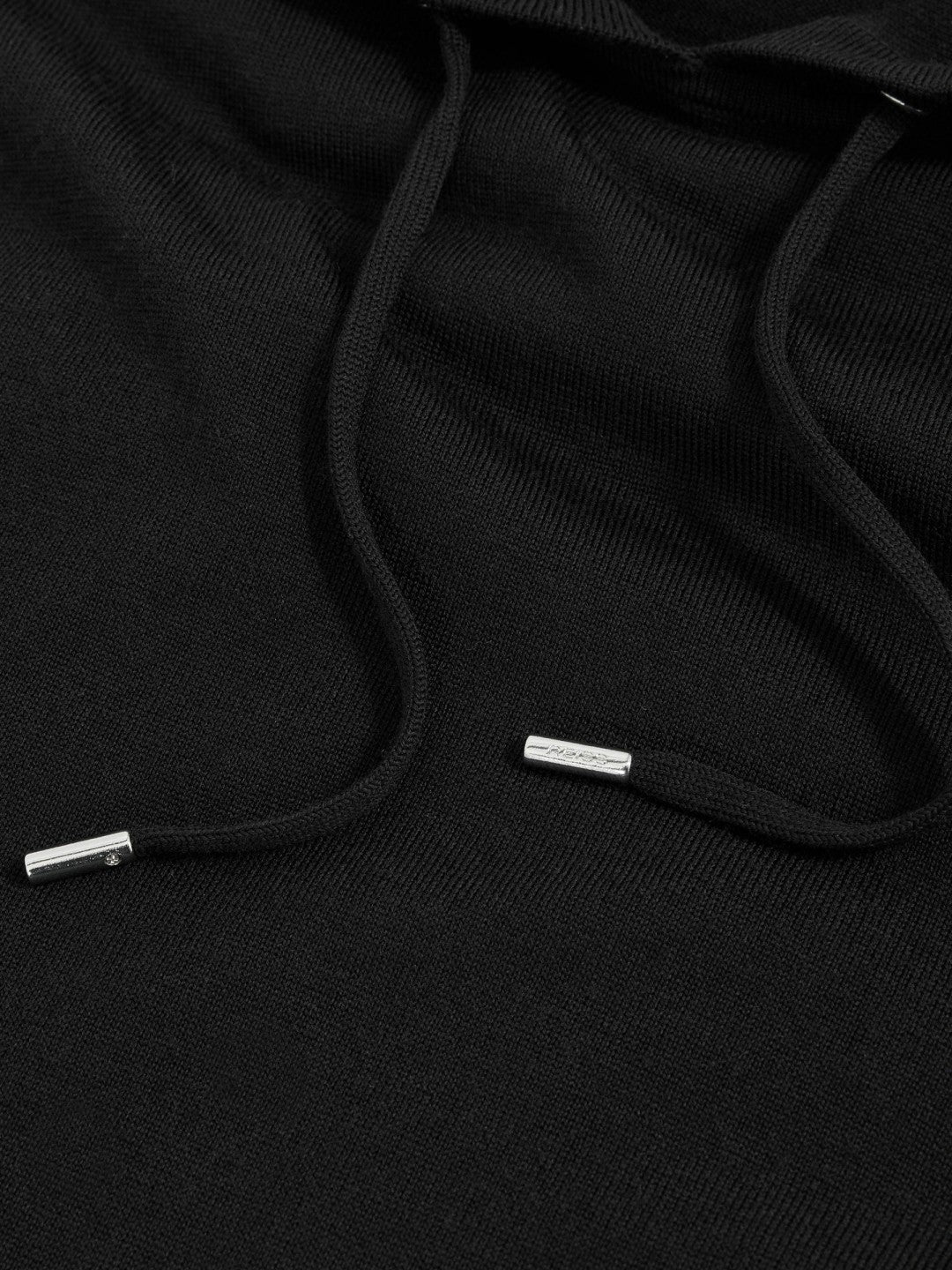 Reiss | Merino Wool Drawstring Hoodie in Black