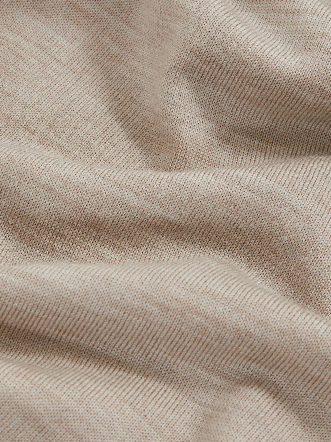 Reiss | Merino Wool Open Collar Polo Shirt in Wheat Melange