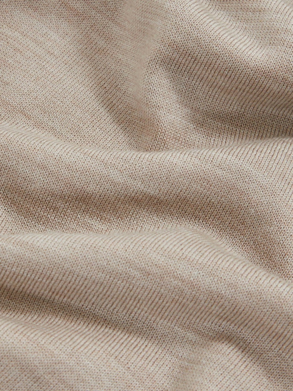 Reiss | Merino Wool Open Collar Polo Shirt in Wheat Melange