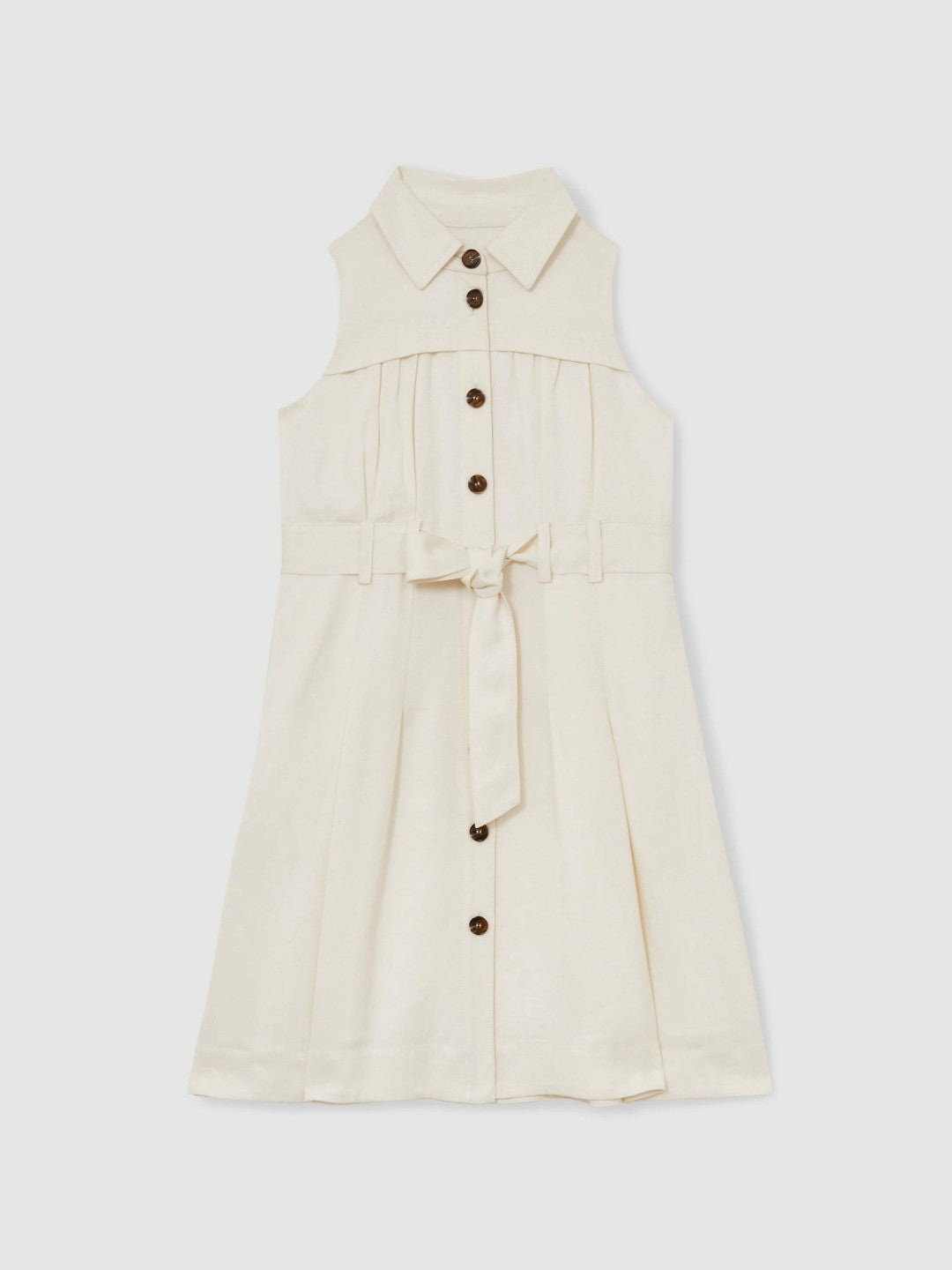 Reiss | 13-14 yrs Tie-Waist Collared Dress in Ivory