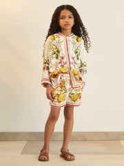 Reiss | 13-14 yrs  | NYBG Satin Floral-Print Shorts in Ivory