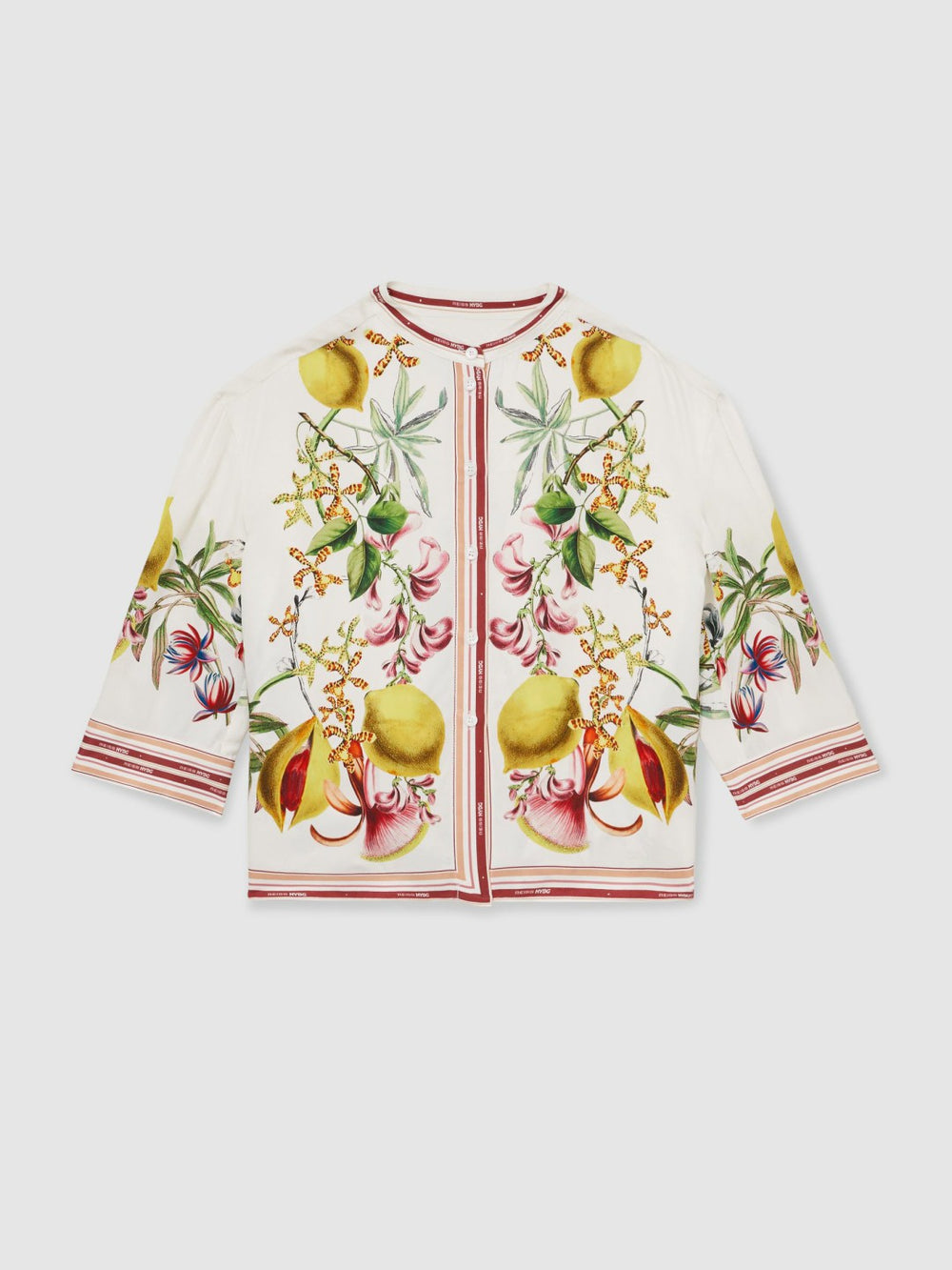 Reiss | 13-14 yrs  | NYBG Satin Floral-Print Shirt in Ivory