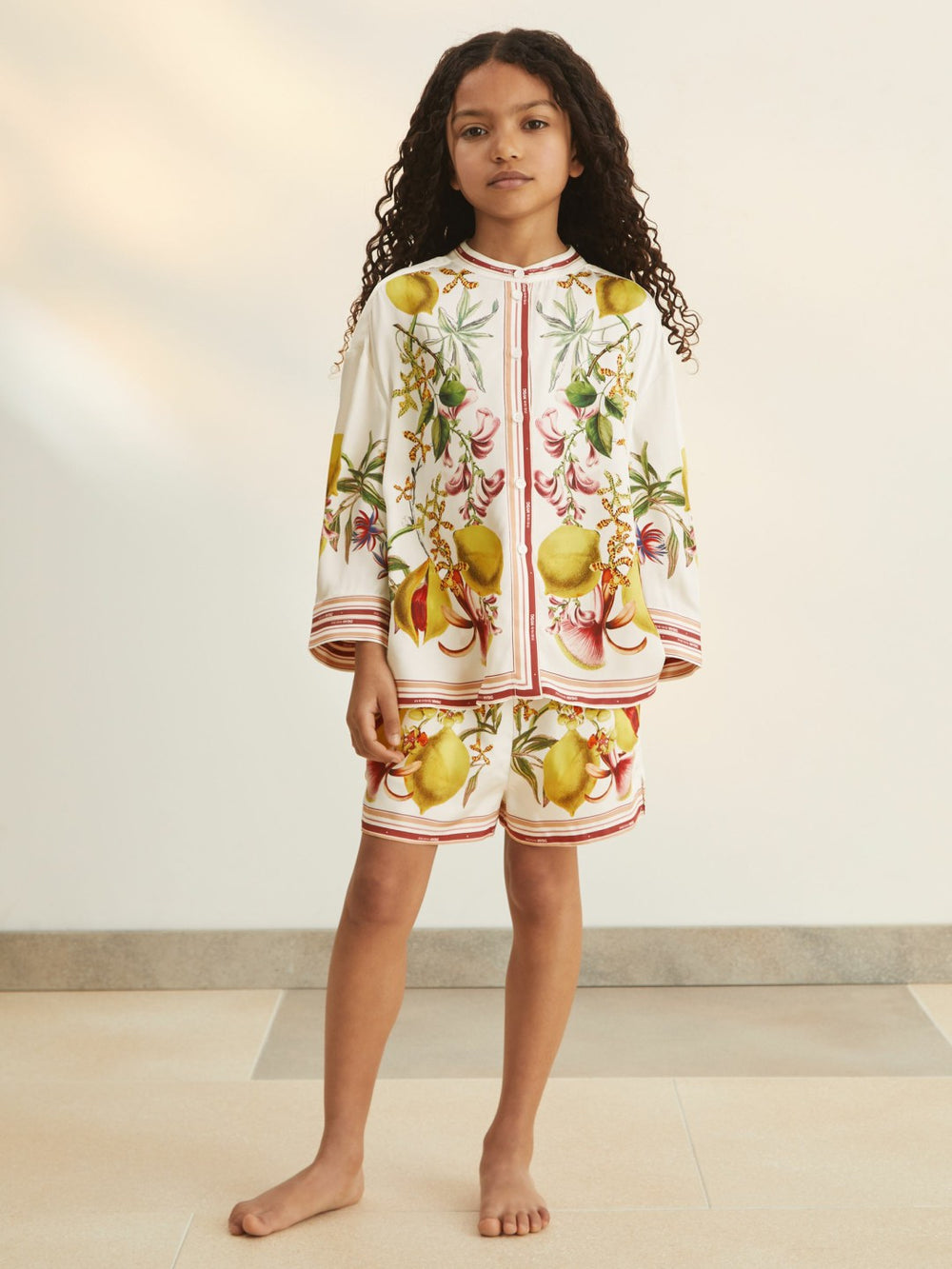 Reiss | 13-14 yrs  | NYBG Satin Floral-Print Shirt in Ivory