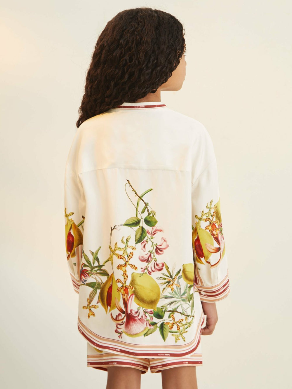 Reiss | 13-14 yrs  | NYBG Satin Floral-Print Shirt in Ivory