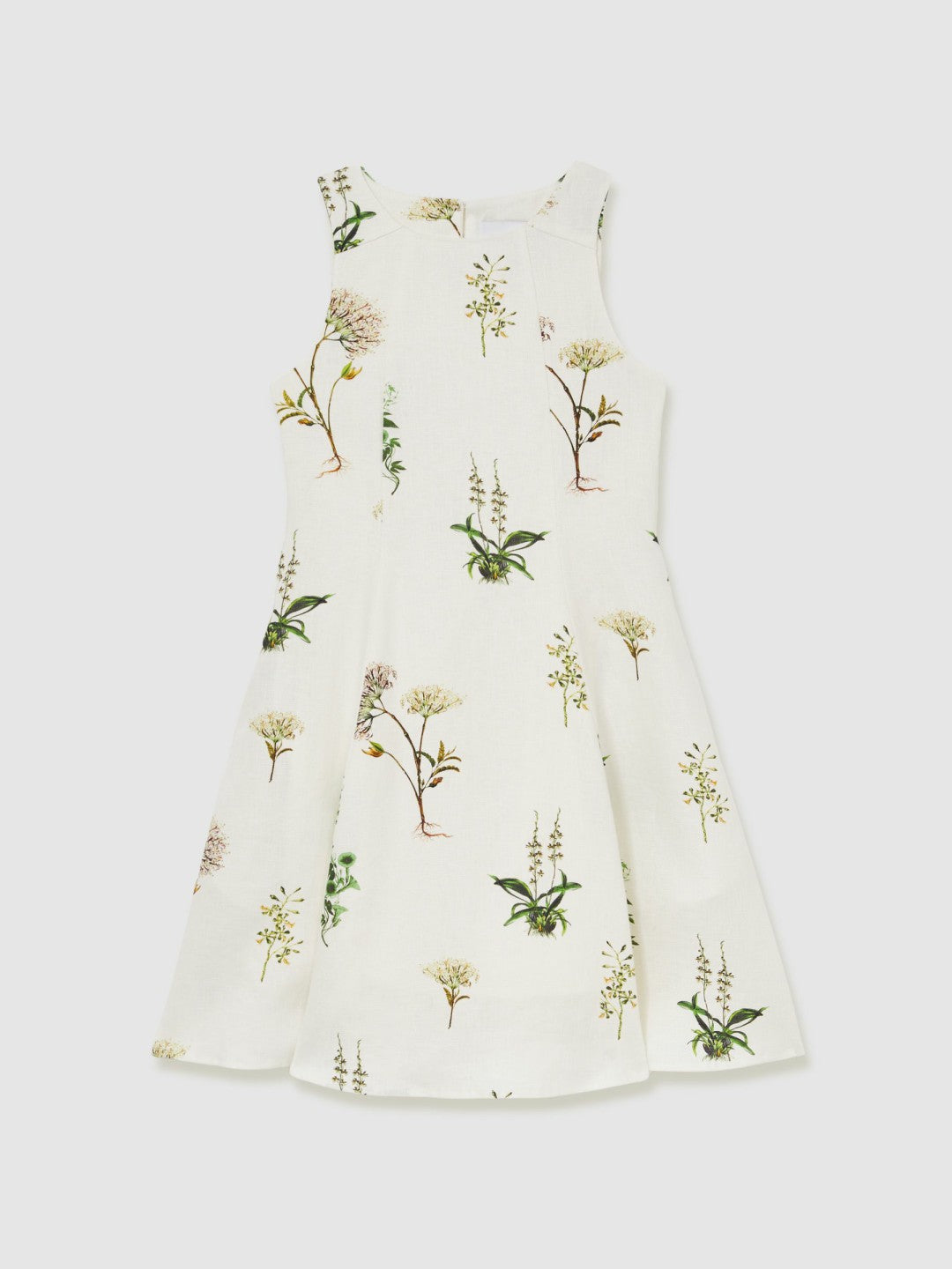 Reiss | 13-14 yrs  | NYBG Linen Floral Flared Dress in Ivory
