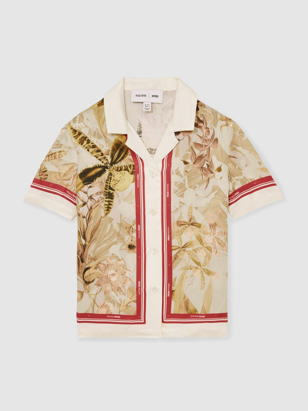 Reiss | 9-13 yrs  | NYBG Satin Floral-Print Shirt in Khaki