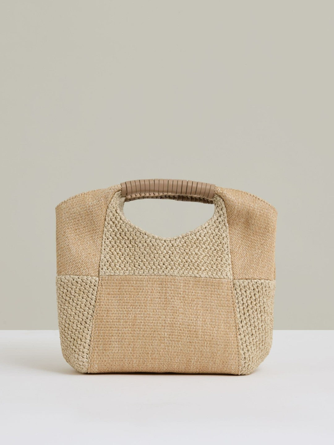 Reiss | Raffia Patchwork Clutch Bag in Natural