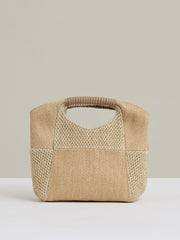Reiss | Raffia Patchwork Clutch Bag in Natural