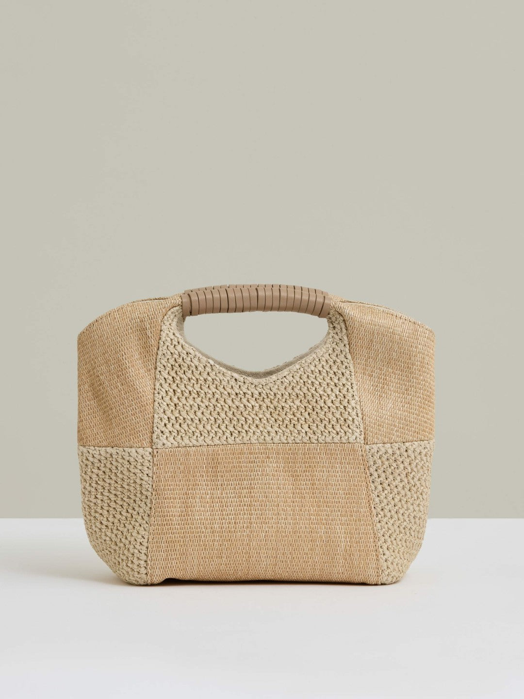 Reiss | Raffia Patchwork Clutch Bag in Natural