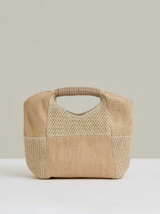 Reiss | Raffia Patchwork Clutch Bag in Natural