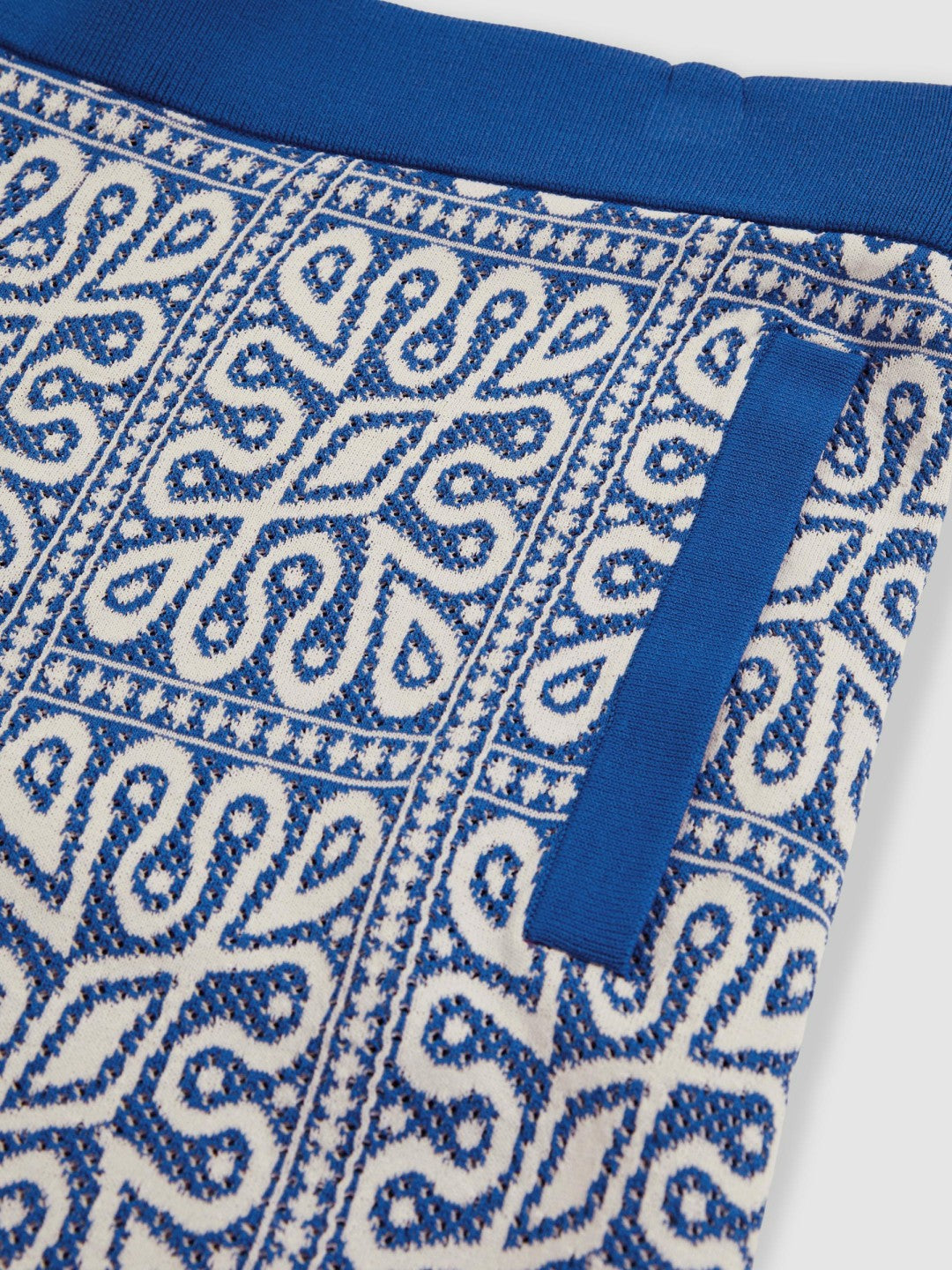 Reiss | Tile Pattern Knit Shorts in Blue/White