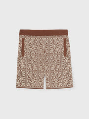 Reiss | Tile Pattern Knit Shorts in Brown/White
