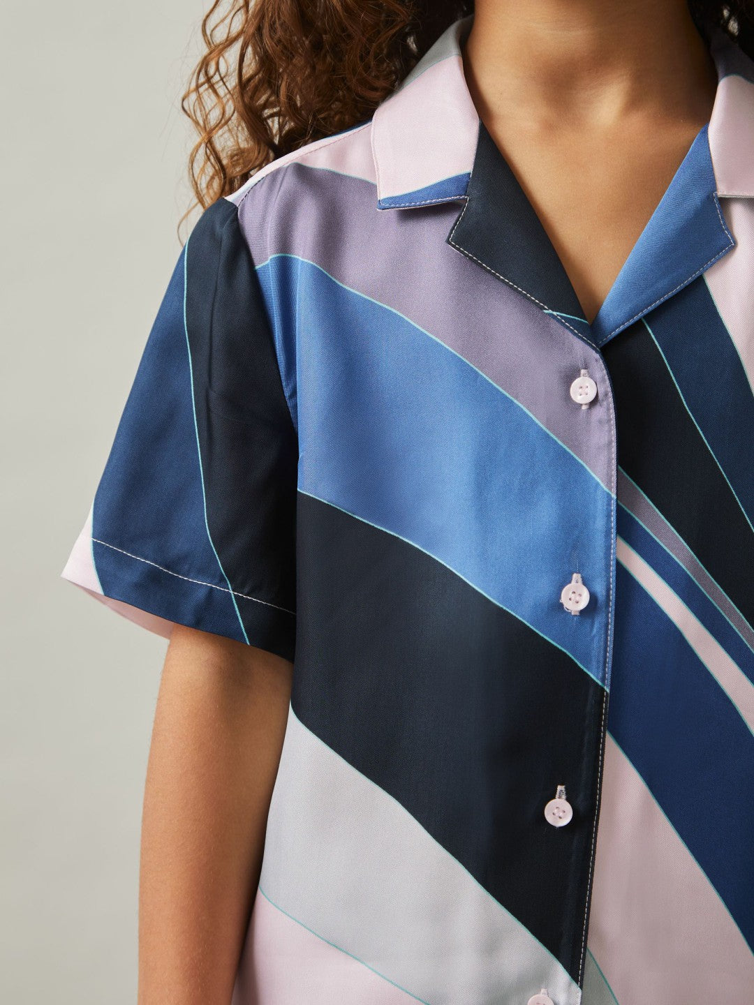 Reiss | 9-13 yrs Printed Cuban Collar Shirt in Blue Print