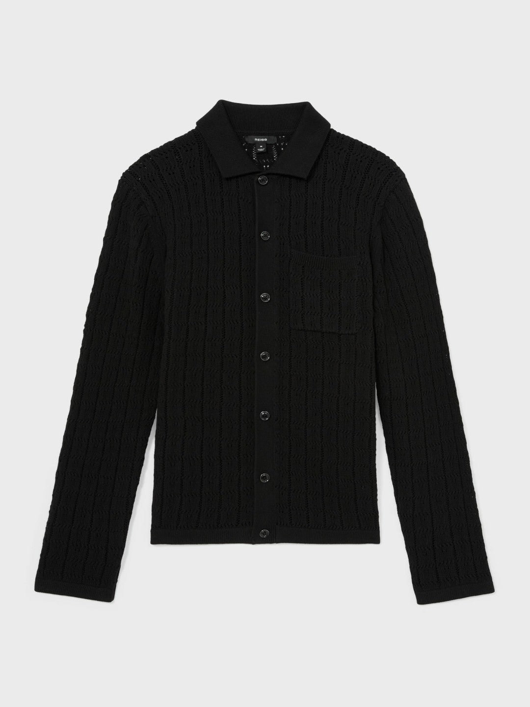 Reiss | Cotton-Blend Textured Knit Shirt in Black