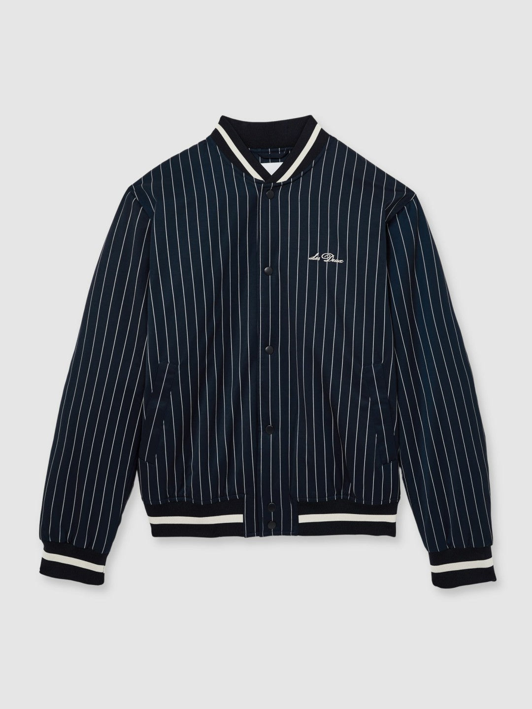 Reiss | Les Deux Technical Varsity Jacket in Navy Stripe