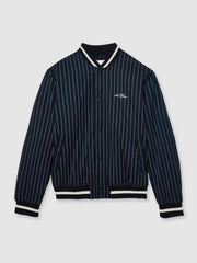 Reiss | Les Deux Technical Varsity Jacket in Navy Stripe