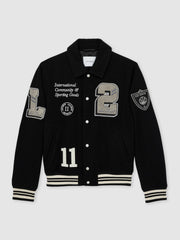 Reiss | Les Deux Wool-Blend Varsity Jacket in Black