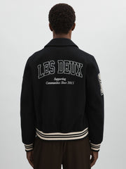 Reiss | Les Deux Wool-Blend Varsity Jacket in Black