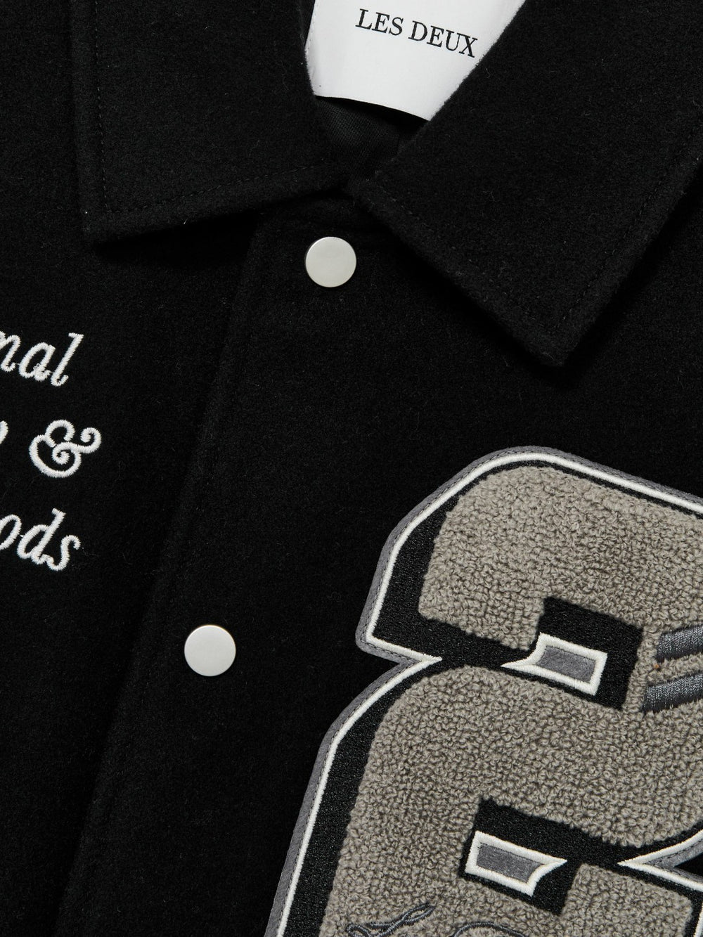 Reiss | Les Deux Wool-Blend Varsity Jacket in Black