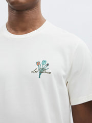 Reiss | Les Deux 100% Cotton Café Print T-Shirt in Ivory Print