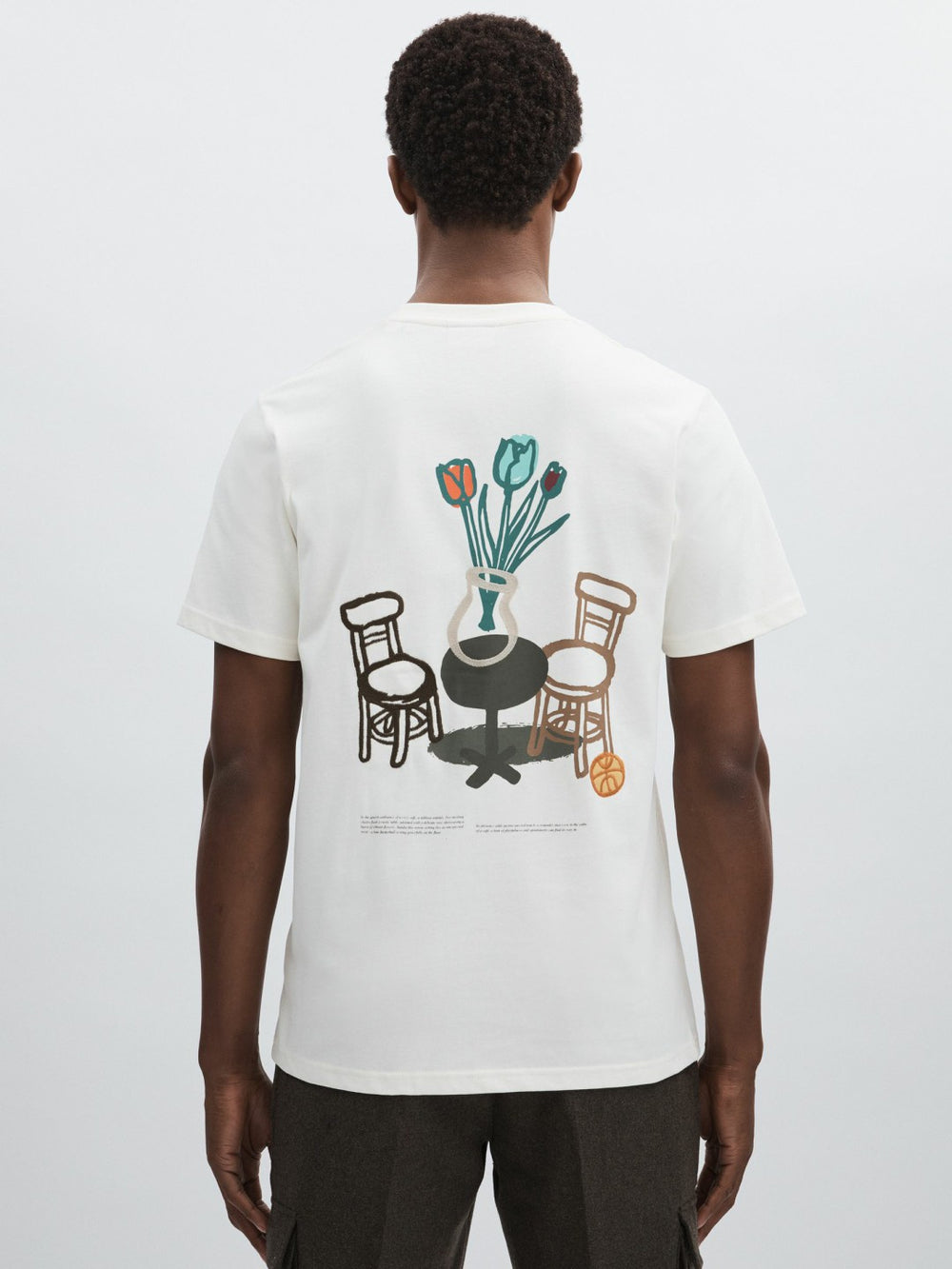 Reiss | Les Deux 100% Cotton Café Print T-Shirt in Ivory Print