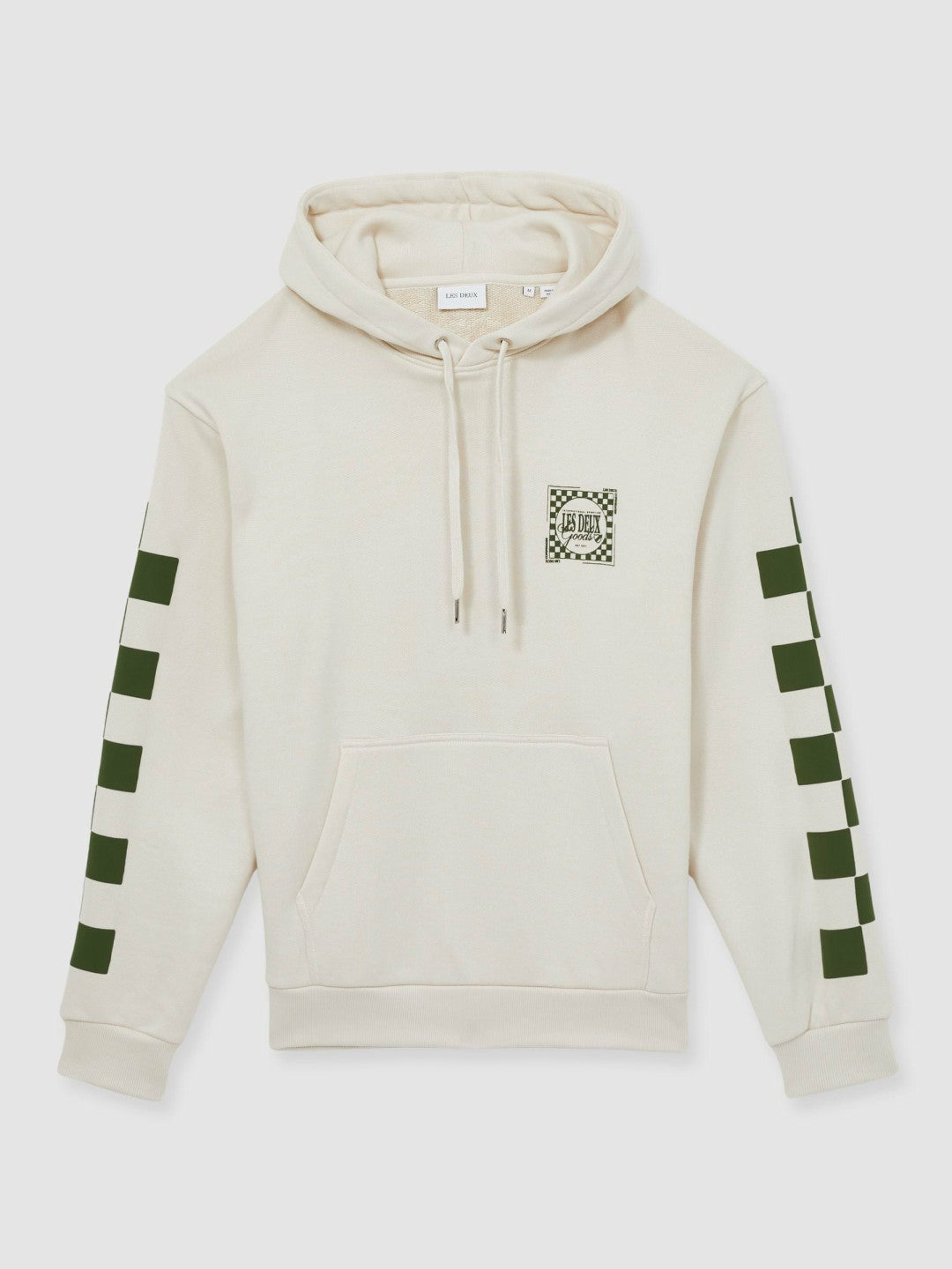Reiss | Les Deux 100% Cotton Goods Print Hoodie in Ivory/Green