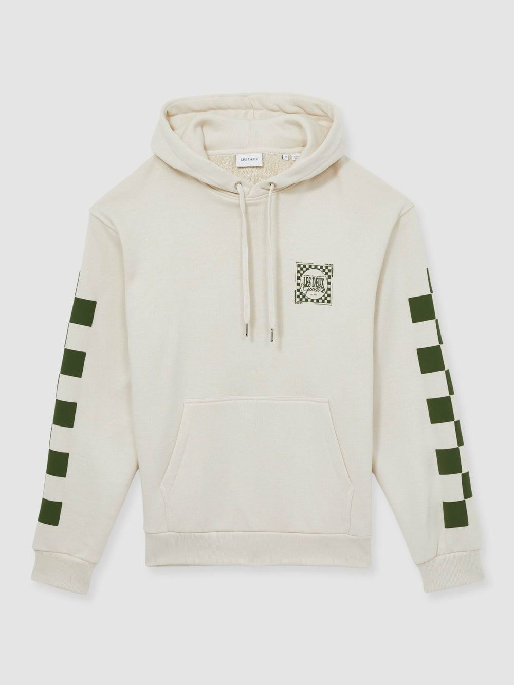 Reiss | Les Deux 100% Cotton Goods Print Hoodie in Ivory/Green