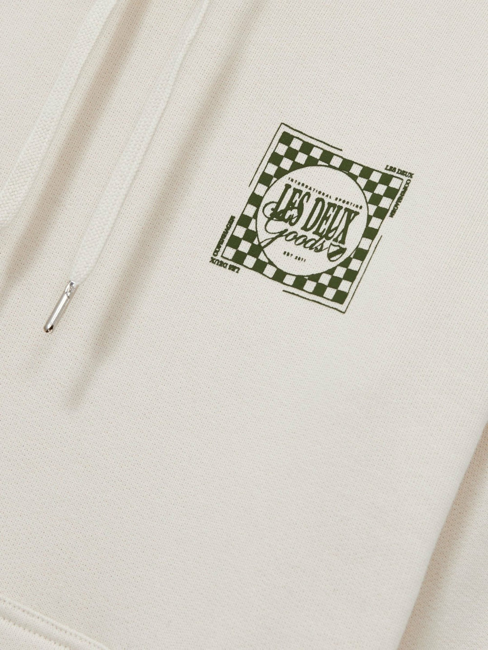 Reiss | Les Deux 100% Cotton Goods Print Hoodie in Ivory/Green