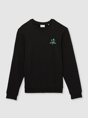 Reiss | Les Deux Cotton Café Sweatshirt in Black Print