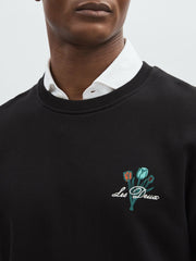 Reiss | Les Deux Cotton Café Sweatshirt in Black Print