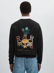 Reiss | Les Deux Cotton Café Sweatshirt in Black Print