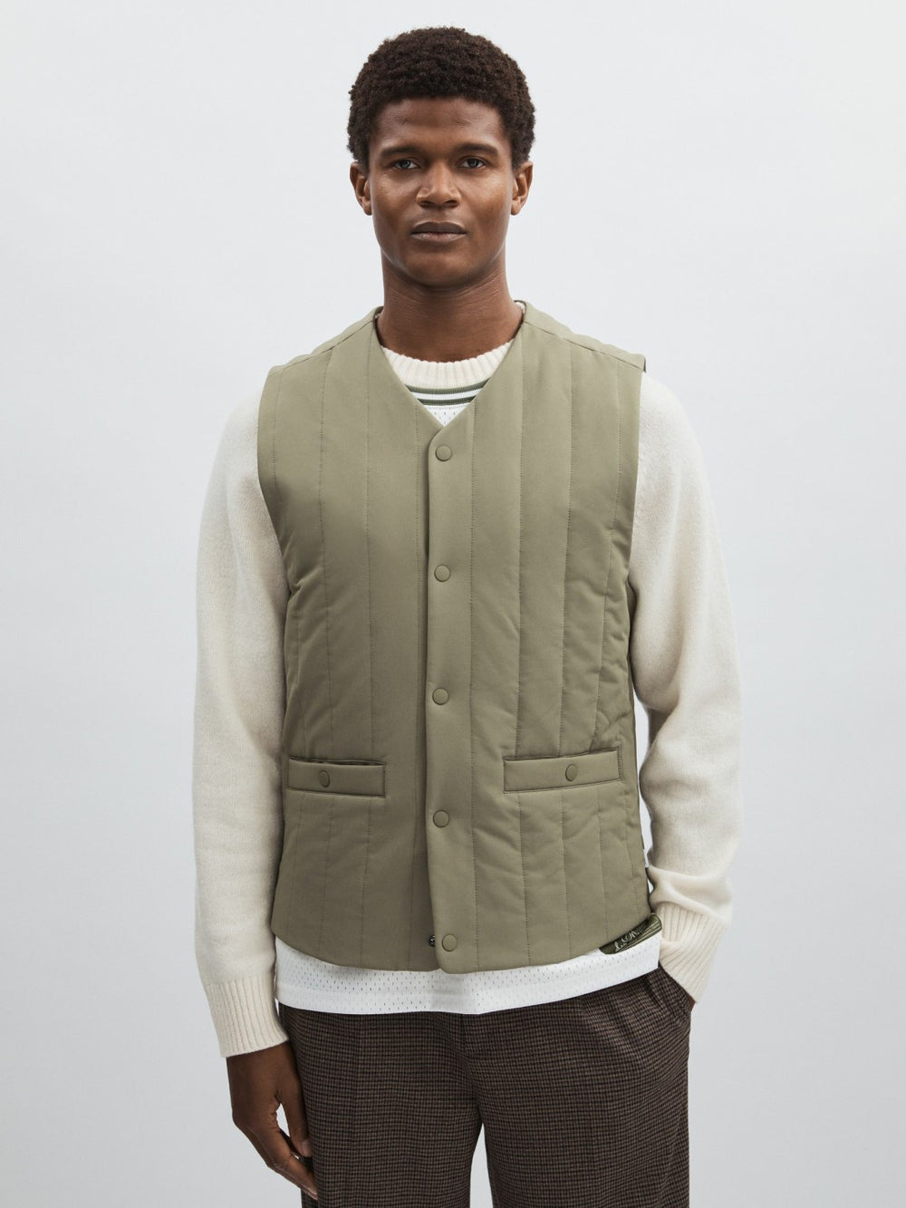 Reiss | Les Deux Quilted Technical Gilet in Green