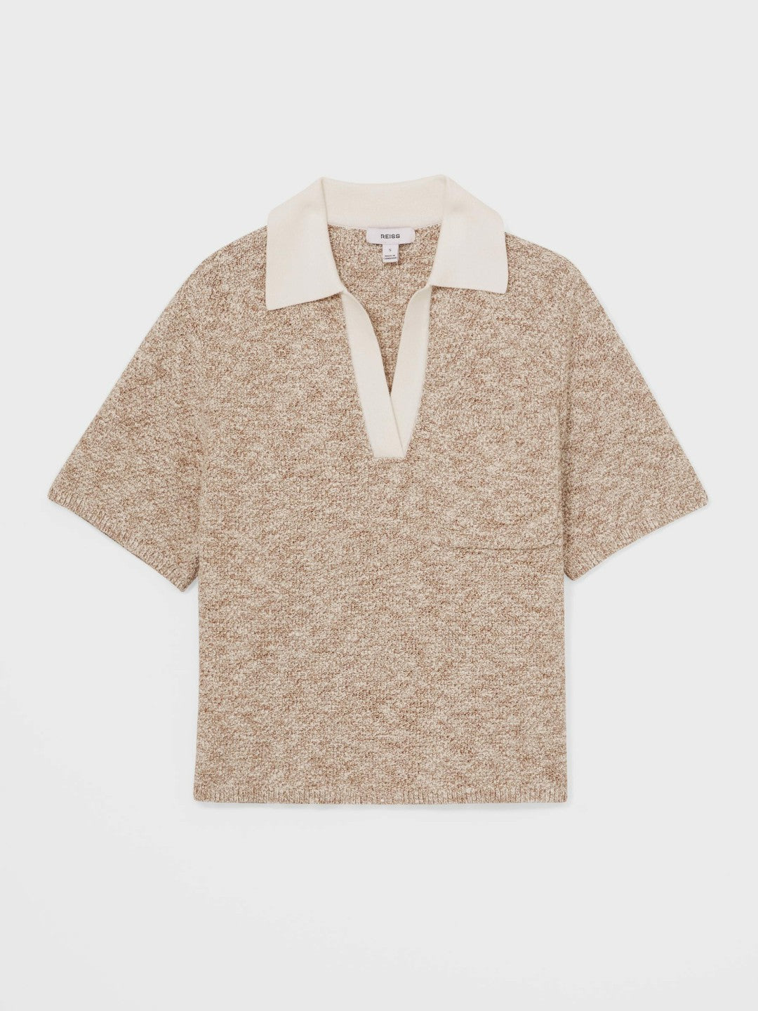 Reiss | Cotton-Blend Knit Polo Shirt in Neutral