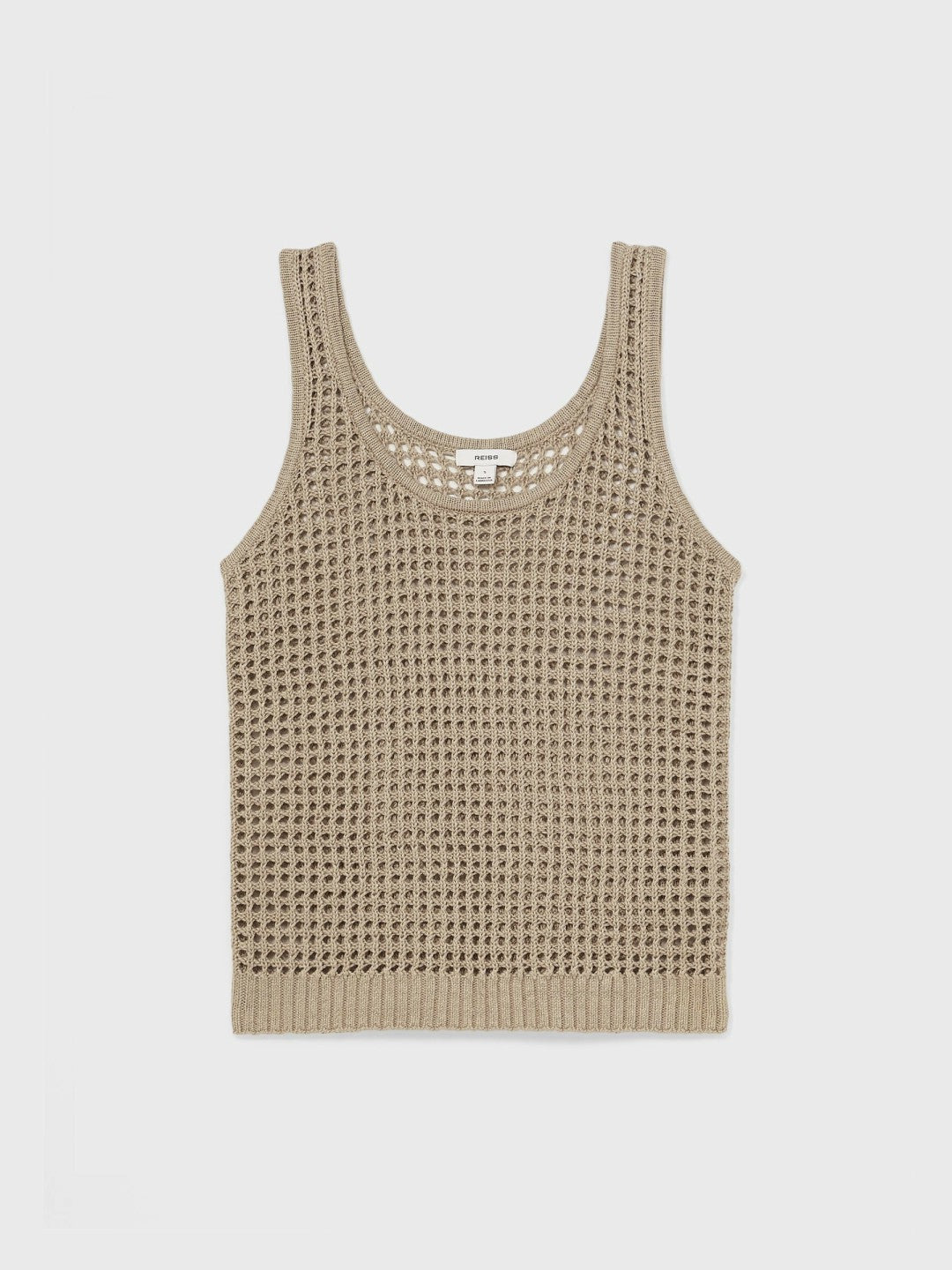 Reiss | Linen Open Knit Vest in Stone