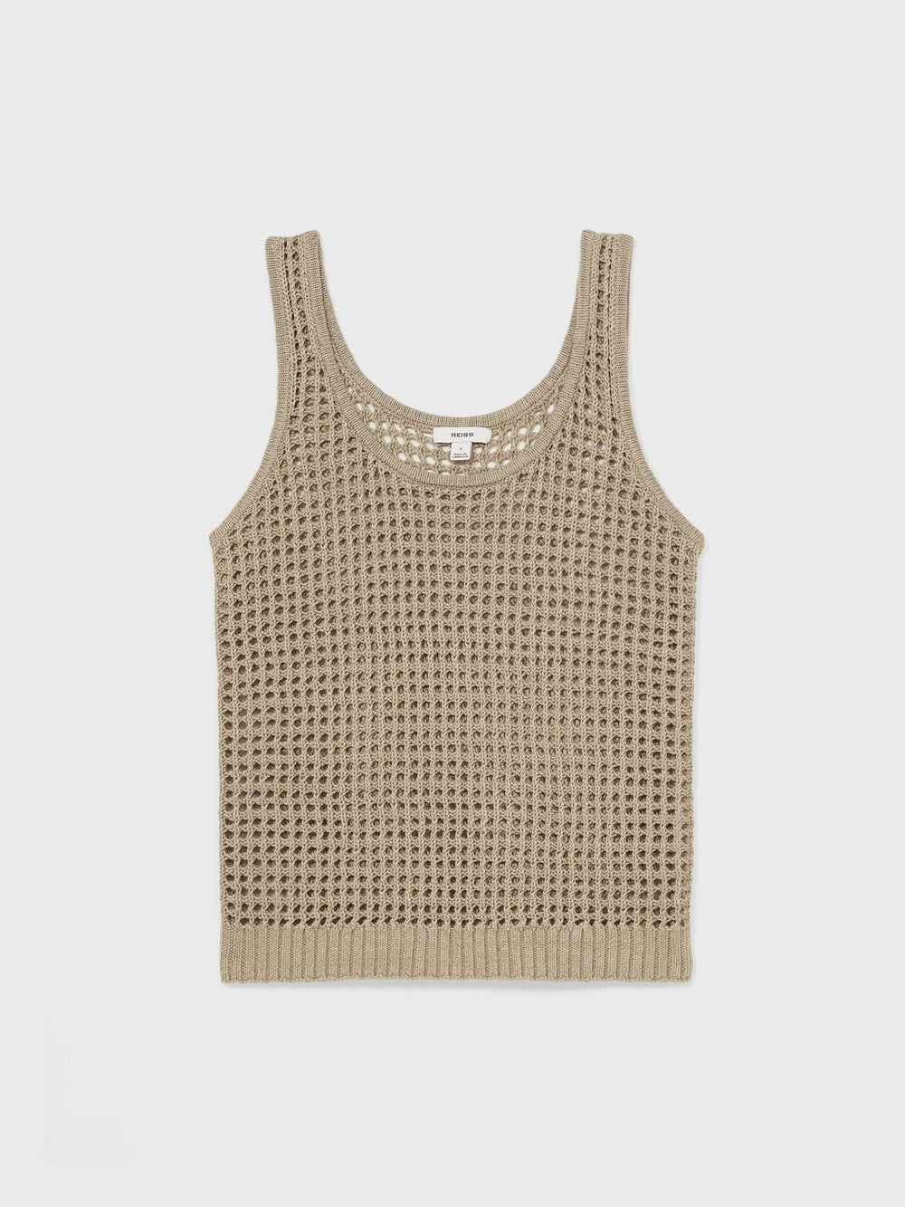 Reiss | Linen Open Knit Vest in Stone