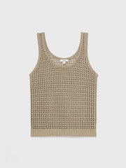 Reiss | Linen Open Knit Vest in Stone