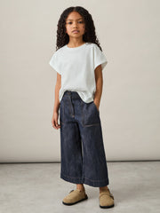 Reiss | 9-13 yrs Cotton-Linen Wide Leg Trousers in Indigo