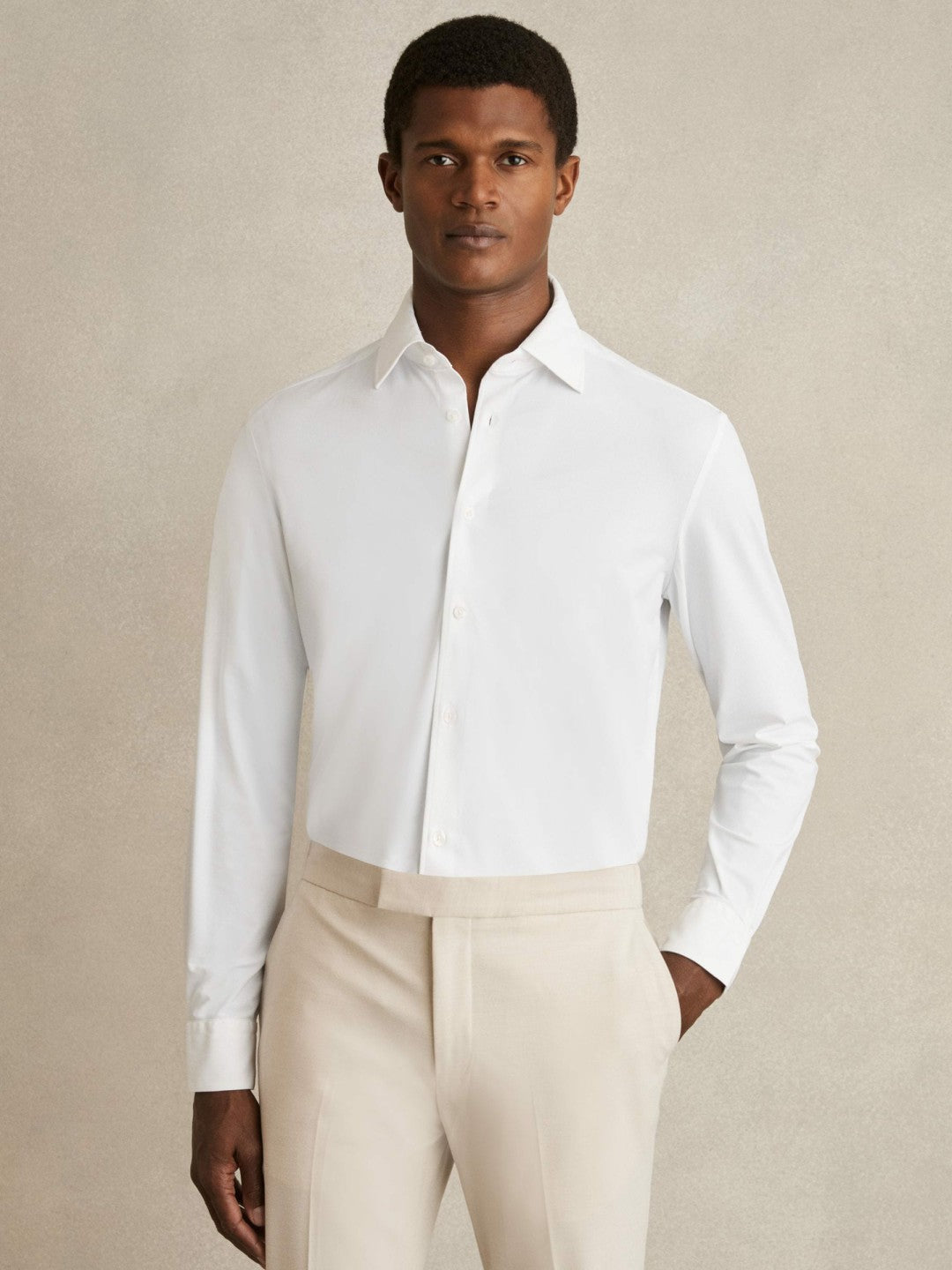 Reiss | Long-Sleeve Travel Shirt in White